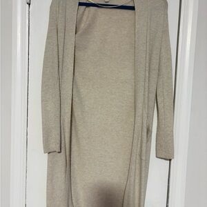 LOFT Petite Oatmeal Long Open Cardigan Sweater | XSP | Duster Length